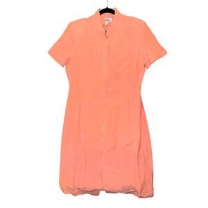 vintage JBS melon peach button front silk linen blend dress sweet cottagecore XL